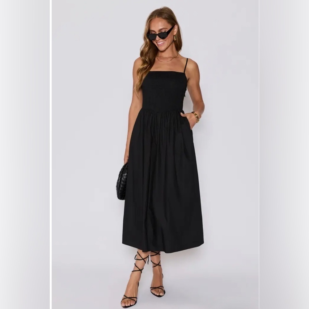 Nordstroms brand Elegant Black Midi sundress bow straps size small